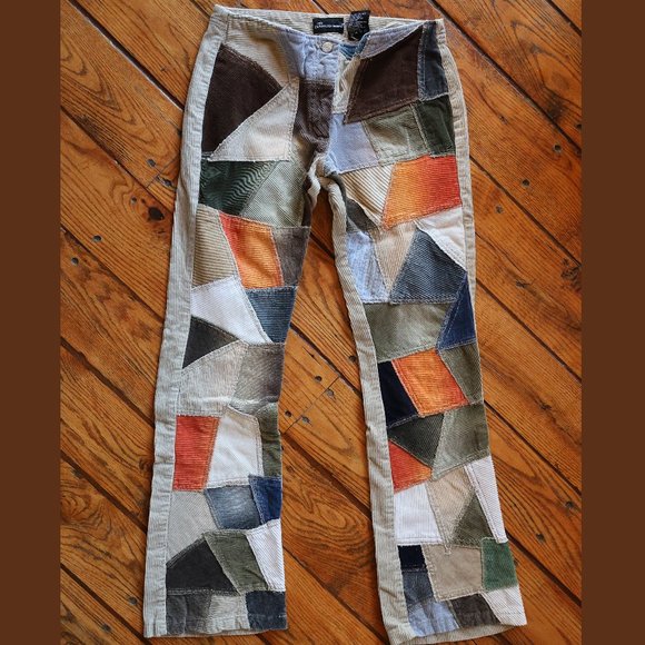 No Boundaries Pants - No Boundaries Corduroy Patchwork Pants Juniors Size 7 #vintage